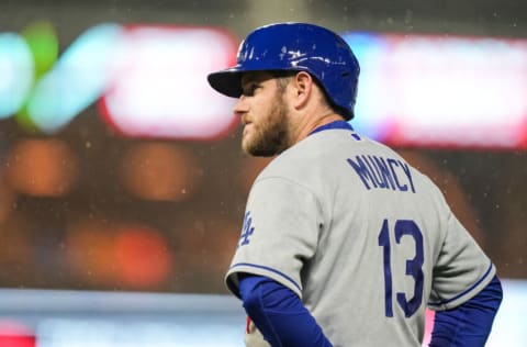 MINNEAPOLIS, MN - APRIL 12: Max Muncy #13 of the Los Angeles Dodgers looks on against the Minnesota Twins on April 12, 2022 at Target Field in Minneapolis, Minnesota. (Photo by Brace Hemmelgarn/Minnesota Twins/Getty Images)