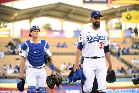 David Price #33 and Will Smith #16 of the Los Angeles Dodgers (Photo by Harry How/Getty Images)