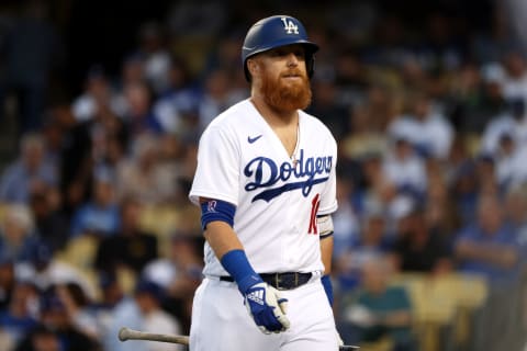 Justin Turner #10 of the Los Angeles Dodgers (Photo by Katelyn Mulcahy/Getty Images)