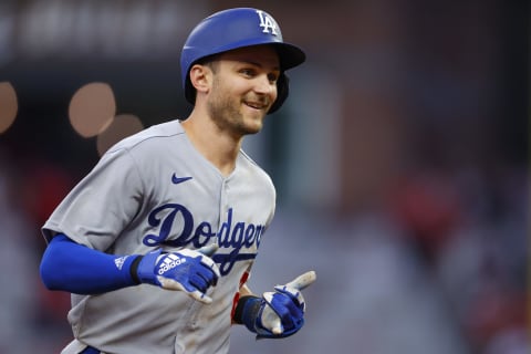 ATLANTA, GA – JUNE 24: Trea Turner #6 of the Los Angeles Dodgers rounds third after hitting a home run during the fifth inning against the Atlanta Braves at Truist Park on June 24, 2022 in Atlanta, Georgia. (Photo by Todd Kirkland/Getty Images)