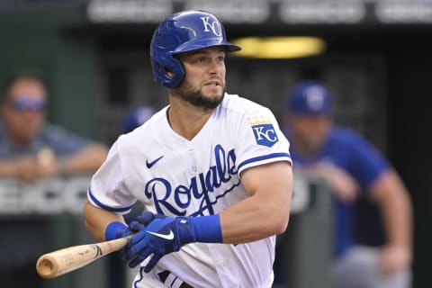 Andrew Benintendi #16 of the Kansas City Royals (Photo by Reed Hoffmann/Getty Images)