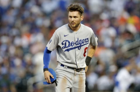 NEW YORK, NEW YORK - AUGUST 31: Trea Turner #6 of the Los Angeles Dodgers in action against the New York Mets at Citi Field on August 31, 2022 in New York City. The Mets defeated the Dodgers 2-1. (Photo by Jim McIsaac/Getty Images)