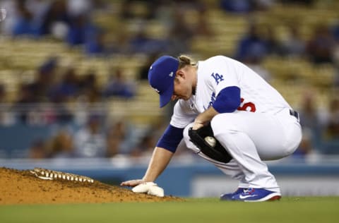 LOS ANGELES, CALIFORNIA - SEPTEMBER 19: Craig Kimbrel #46 of the Los Angeles Dodgers at Dodger Stadium on September 19, 2022 in Los Angeles, California. (Photo by Ronald Martinez/Getty Images)