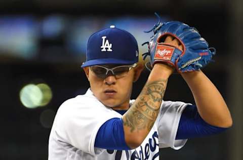 May 9, 2017; Los Angeles, CA, USA; Los Angeles Dodgers starting pitcher Julio Urias (7) in the sixth inning of the game against the Pittsburgh Pirates at Dodger Stadium. Mandatory Credit: Jayne Kamin-Oncea-USA TODAY Sports