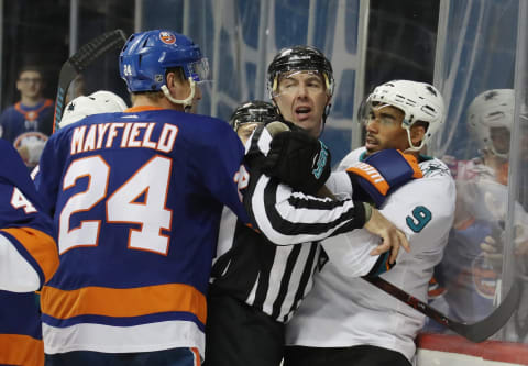 Scott Mayfield #24 of the New York Islanders (Photo by Bruce Bennett/Getty Images)