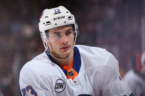 GLENDALE, ARIZONA – DECEMBER 18: Mathew Barzal #13 of the New York Islanders during the NHL game against the Arizona Coyotes at Gila River Arena on December 18, 2018 in Glendale, Arizona. The Islanders defeated the Coyotes 3-1. (Photo by Christian Petersen/Getty Images)