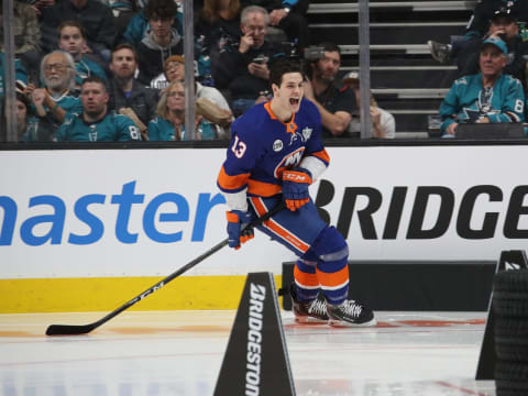 SAN JOSE, CALIFORNIA – JANUARY 25: Matthew Barzal #13 of the New York Islanders takes part in the 2019 SAP NHL All-Star Skills Night at the SAP Center on January 25, 2019 in San Jose, California. (Photo by Bruce Bennett/Getty Images) (Photo by Bruce Bennett/Getty Images)