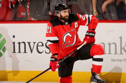 Kyle Palmieri #21 of the New Jersey Devils. (Photo by Elsa/Getty Images)