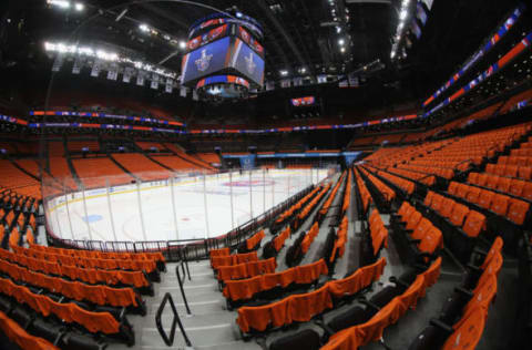 NEW YORK, NEW YORK – APRIL 28: A general view of the arena prior to the game between the New York Islanders and the Carolina Hurricanes in Game Two of the Eastern Conference Second Round during the 2019 NHL Stanley Cup Playoffs at the Barclays Center on April 28, 2019 in the Brooklyn borough of New York City. (Photo by Bruce Bennett/Getty Images)