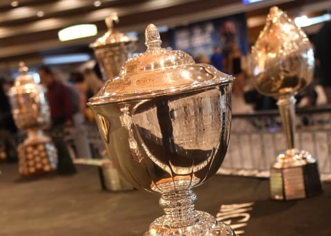 LAS VEGAS, NEVADA – JUNE 16: The James Norris Memorial Trophy is displayed at MGM Grand Hotel & Casino in advance of the 2019 NHL Awards on June 16, 2019 in Las Vegas. Nevada. The 2019 NHL Awards will be held on June 19 at the Mandalay Bay Events Center in Las Vegas. (Photo by Ethan Miller/Getty Images)