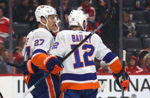 Anders Lee #27 with Josh Bailey #12 of the New York Islanders (Photo by Gregory Shamus/Getty Images)