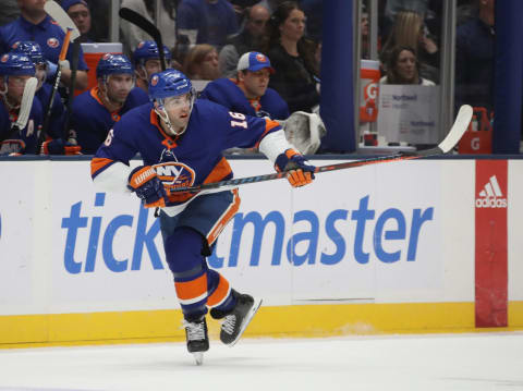 UNIONDALE, NEW YORK – DECEMBER 23: Andrew Ladd #16 of the New York Islanders skates against the Columbus Blue Jackets at NYCB Live’s Nassau Coliseum on December 23, 2019 in Uniondale, New York. The Blue Jackets defeated the Islanders 3-2.(Photo by Bruce Bennett/Getty Images)