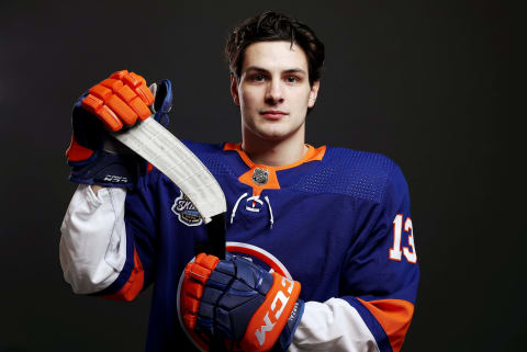 ST LOUIS, MISSOURI – JANUARY 24: Mathew Barzal #13 of the New York Islanders poses for a portrait ahead of the 2020 NHL All-Star Game at Enterprise Center on January 24, 2020 in St Louis, Missouri. (Photo by Jamie Squire/Getty Images)