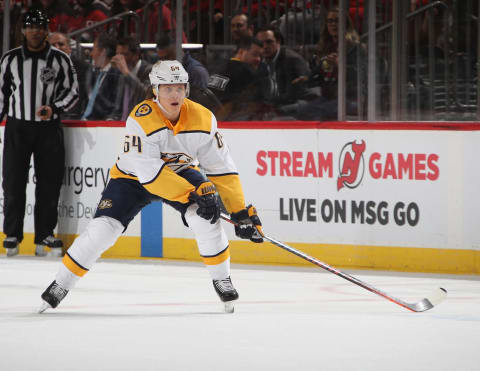 NEWARK, NEW JERSEY – JANUARY 30: Mikael Granlund #64 of the Nashville Predators skates against the New Jersey Devils at the Prudential Center on January 30, 2020 in Newark, New Jersey. The Predators defeated the Devils 6-5 in the shoot-out. (Photo by Bruce Bennett/Getty Images)