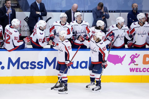 Washington Capitals celebrates scoring a goal (Photo by Andre Ringuette/Freestyle Photo/Getty Images)