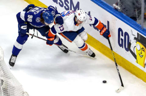 Mathew Barzal #13 of the New York Islanders (Photo by Bruce Bennett/Getty Images)