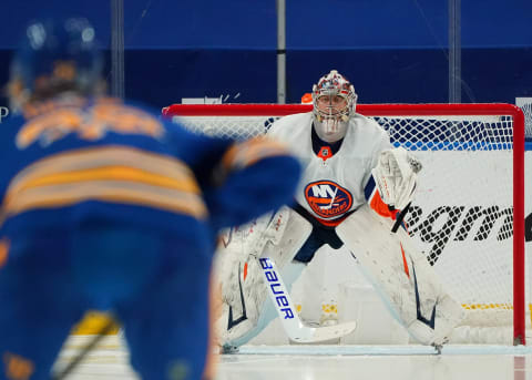 Semyon Varlamov #40 of the New York Islanders. (Photo by Kevin Hoffman/Getty Images)