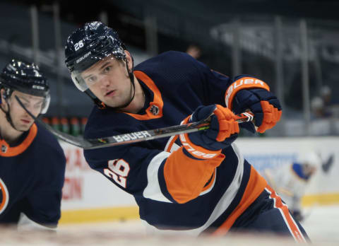 Oliver Wahlstrom #26 of the New York Islanders. (Photo by Bruce Bennett/Getty Images)