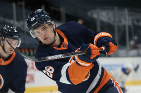 Oliver Wahlstrom #26 of the New York Islanders. (Photo by Bruce Bennett/Getty Images)