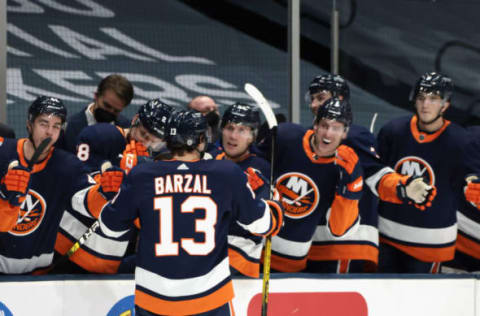 Mathew Barzal #13 of the New York Islanders. (Photo by Bruce Bennett/Getty Images)