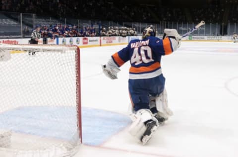 Semyon Varlamov #40 of the New York Islanders. (Photo by Bruce Bennett/Getty Images)