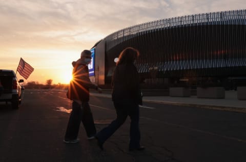 Fans arrive for the game between the New York Islanders and the New Jersey Devils at the Nassau Coliseum. (Photo by Bruce Bennett/Getty Images)
