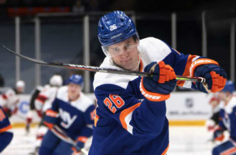 Oliver Wahlstrom #26 of the New York Islanders. (Photo by Bruce Bennett/Getty Images)