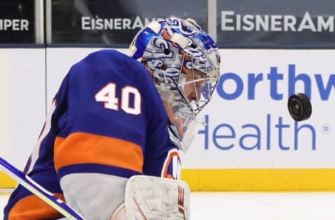 Semyon Varlamov #40 of the New York Islanders. (Photo by Bruce Bennett/Getty Images)