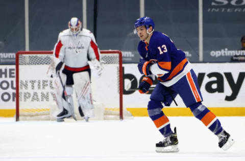 Mathew Barzal #13 of the New York Islanders. (Photo by Bruce Bennett/Getty Images)