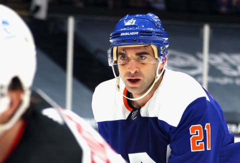 Kyle Palmieri #21 of the New York Islanders. (Photo by Bruce Bennett/Getty Images)