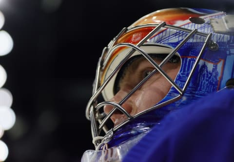 Semyon Varlamov #40 of the New York Islanders. (Photo by Bruce Bennett/Getty Images)