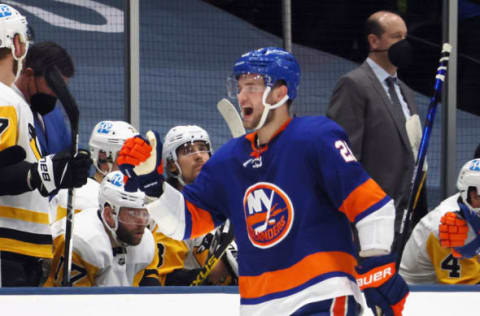 Oliver Wahlstrom #26 of the New York Islanders. (Photo by Bruce Bennett/Getty Images)