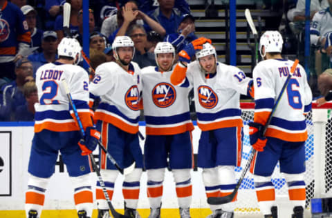 Mathew Barzal #13 of the New York Islanders. (Photo by Bruce Bennett/Getty Images)