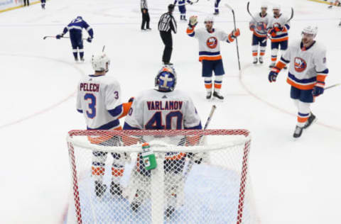 Semyon Varlamov #40 of the New York Islanders. (Photo by Bruce Bennett/Getty Images)