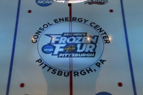 PITTSBURGH, PA – APRIL 11: A view of center ice before the game between the Quinnipiac Bobcats and the St. Cloud State Huskies at Consol Energy Center on April 11, 2013 in Pittsburgh, Pennsylvania. (Photo by Justin K. Aller/Getty Images)