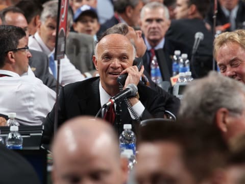 NEWARK, NJ – JUNE 30: New Jersey Devils GM Lou Lamoriello attends the 2013 NHL Draft at the Prudential Center on June 30, 2013 in Newark, New Jersey. (Photo by Bruce Bennett/Getty Images)