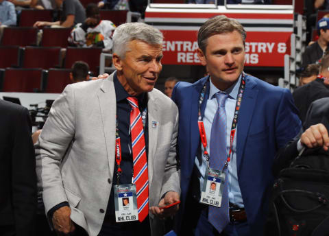 CHICAGO, IL – JUNE 24: (L-R) Anders Kallur and Nikolai Bobrov of the New York Rangers attend the 2017 NHL Draft at the United Center on June 24, 2017 in Chicago, Illinois. (Photo by Bruce Bennett/Getty Images)