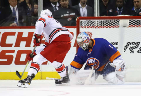 Thomas Greiss #1 of the New York Islanders  (Photo by Bruce Bennett/Getty Images)