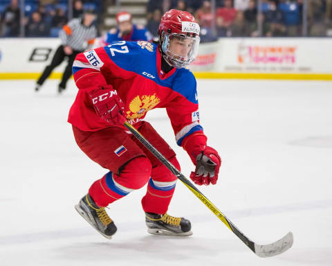 New York Islanders prospect Ruslan Iskhakov #22 of the Russian Nationals (Photo by Dave Reginek/Getty Images)