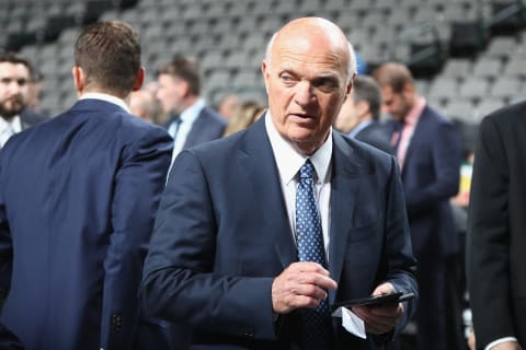 DALLAS, TX – JUNE 22: Lou Lamoriello of the New York Islanders prior to the first round of the 2018 NHL Draft at American Airlines Center on June 22, 2018 in Dallas, Texas. (Photo by Bruce Bennett/Getty Images)