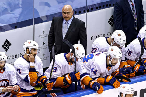 Head coach Barry Trotz of the New York Islanders (Photo by Elsa/Getty Images)