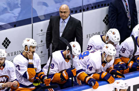 Head coach Barry Trotz of the New York Islanders (Photo by Elsa/Getty Images)