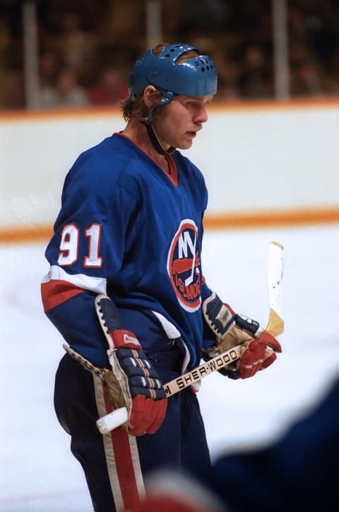 TORONTO, ON – NOVEMBER 12: Butch Goring #91 of the New York Islanders skates against the Toronto Maple Leafs during NHL game action on November 12, 1980 at Maple Leaf Gardens in Toronto, Ontario, Canada. (Photo by Graig Abel/Getty Images)