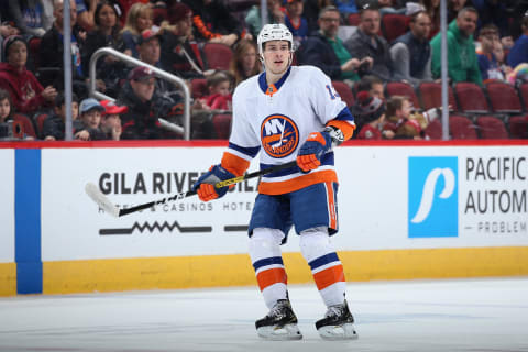 GLENDALE, ARIZONA – FEBRUARY 17: Mathew Barzal #13 of the New York Islanders during the second period of the NHL game against the Arizona Coyotes at Gila River Arena on February 17, 2020 in Glendale, Arizona. (Photo by Christian Petersen/Getty Images)