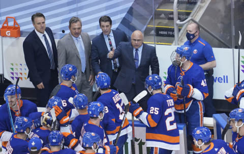 New York Islanders coach Barry Trotz (Mandatory Credit: John E. Sokolowski-USA TODAY Sports)