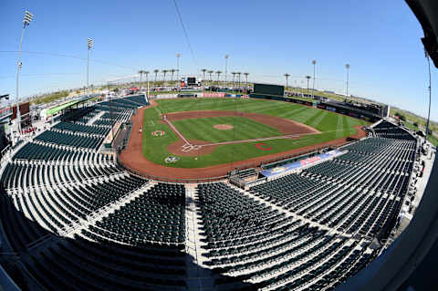 An overview of Goodyear Ballpark prior to a spring training game between the Cleveland Indians and the San Diego Padres. (Photo by Norm Hall/Getty Images)