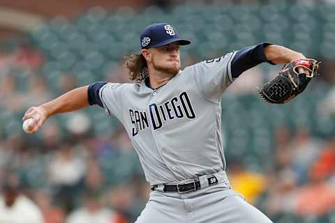 SAN FRANCISCO, CALIFORNIA – JUNE 11: Chris Paddack #59 of the San Diego Padres pitches in the top of the first inning against the San Francisco Giants at Oracle Park on June 11, 2019 in San Francisco, California. (Photo by Lachlan Cunningham/Getty Images)