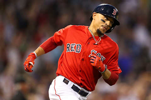 Mookie Betts #50 of the Boston Red Sox. (Photo by Adam Glanzman/Getty Images)