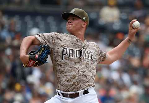 Adrian Morejon #50 of the San Diego Padres (Photo by Denis Poroy/Getty Images)