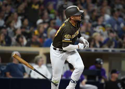 Fernando   Tatis Jr. #23 of the San Diego Padres. (Photo by Denis Poroy/Getty Images)